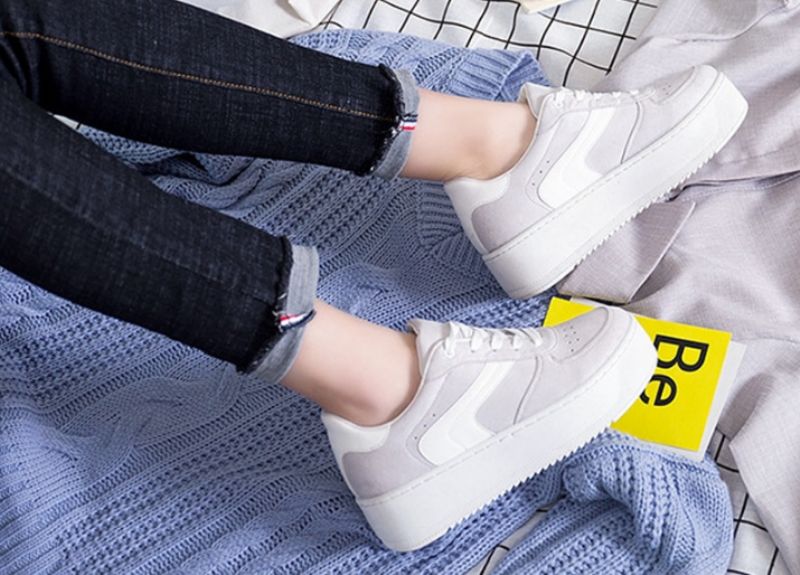 Cleo Dames Platform Canvas Lace-up Sneaker - Grijs