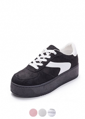 Cleo Dames Platform Canvas Lace-up Zwarte Sneaker
