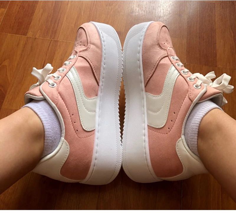 Cleo Dames Platform Canvas Lace-up Zwarte Sneaker - Grijs