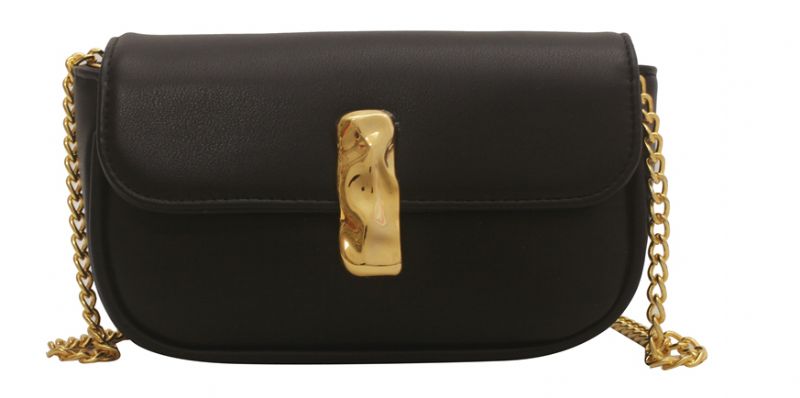 Cleo Leren Flap Crossbody Handtas - Zwart