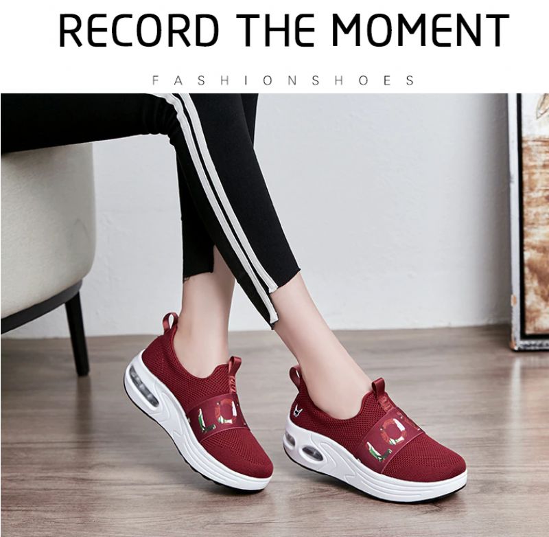 Clive Dames Platform Sportschoenen - Rood