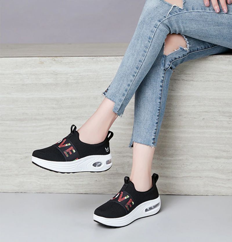 Clive Dames Platform Sportschoenen - Rood