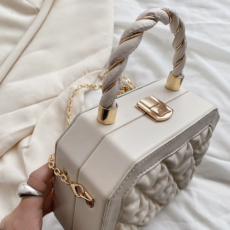 Colao Dames Kleine Geplooide Leren Handtas - Zwart