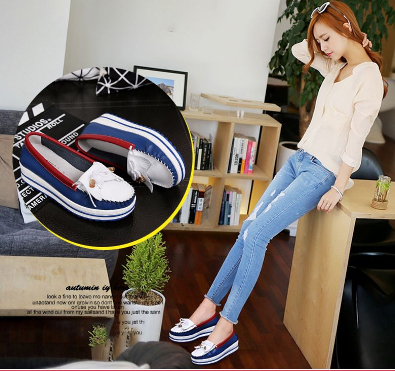 Colin Dames Loafer Leren Schoenen - Blauw