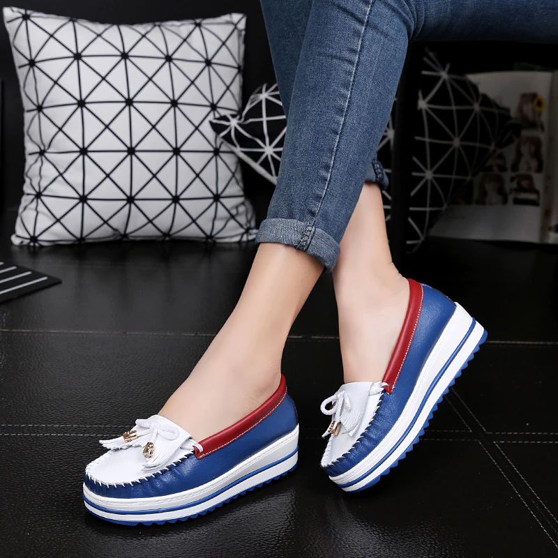 Colin Dames Loafer Leren Schoenen - Blauw