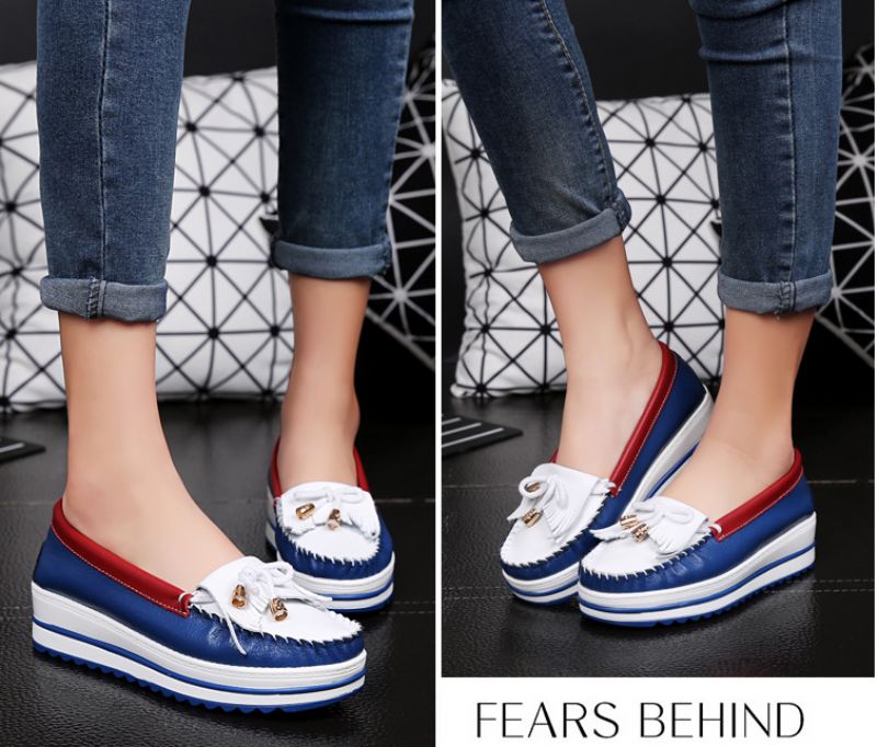 Colin Dames Loafer Leren Schoenen - Blauw