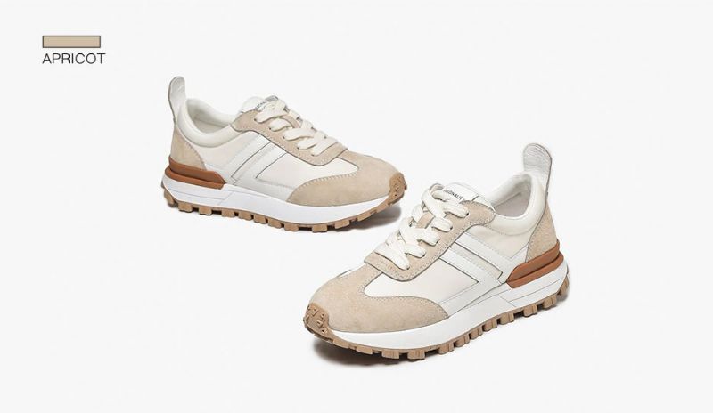 Colombo Dames Suède Platform Sneaker - Abrikoos