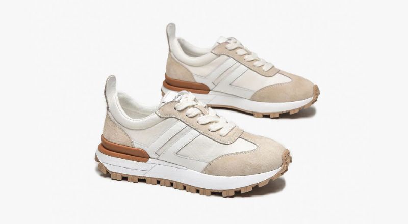 Colombo Dames Suède Platform Sneaker - Abrikoos