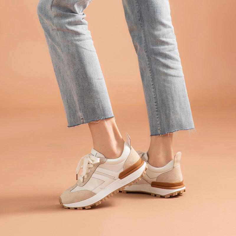 Colombo Dames Suède Platform Sneaker - Abrikoos