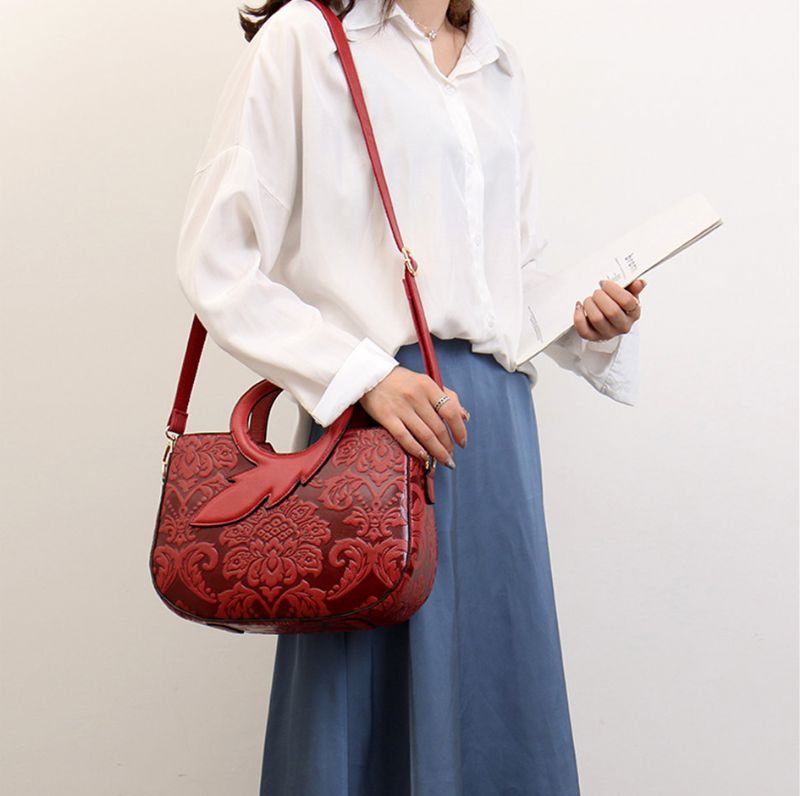 Comarca Dames Luxe Leren Handtas - Rood