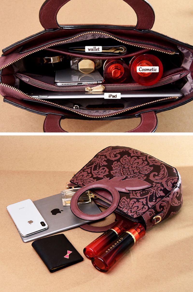Comarca Dames Luxe Leren Handtas - Rood