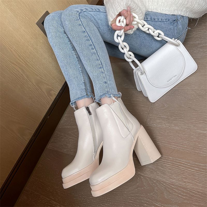 Cony Dames Square Toe Platform Boots - Zwart Kort Pluche