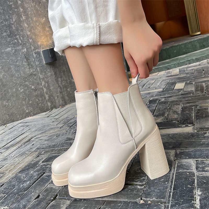 Cony Dames Square Toe Platform Boots - Zwart Kort Pluche