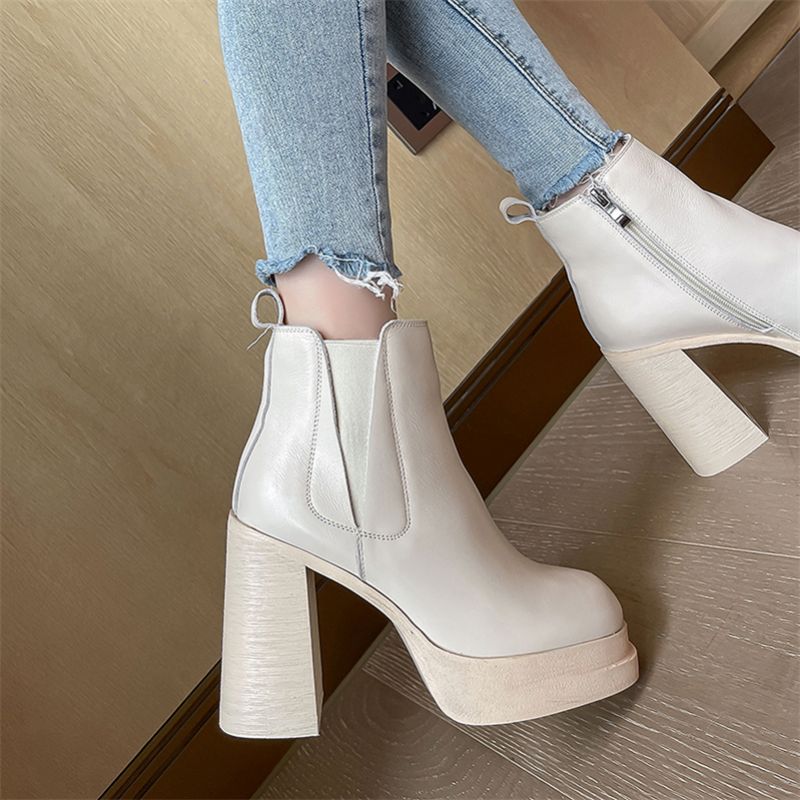 Cony Dames Square Toe Platform Boots - Zwart Kort Pluche