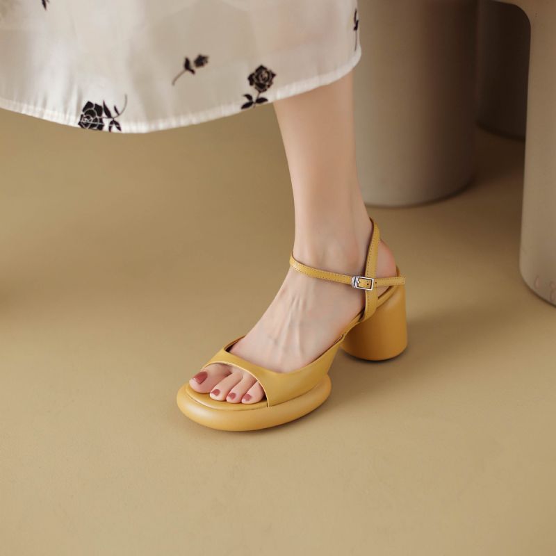 Coralia Dames Dikke Hak Elegante Sandalen - Geel