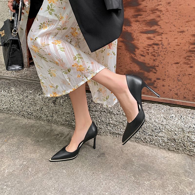 Coralia Dames Hoge Hak Leren Pumps - Geel