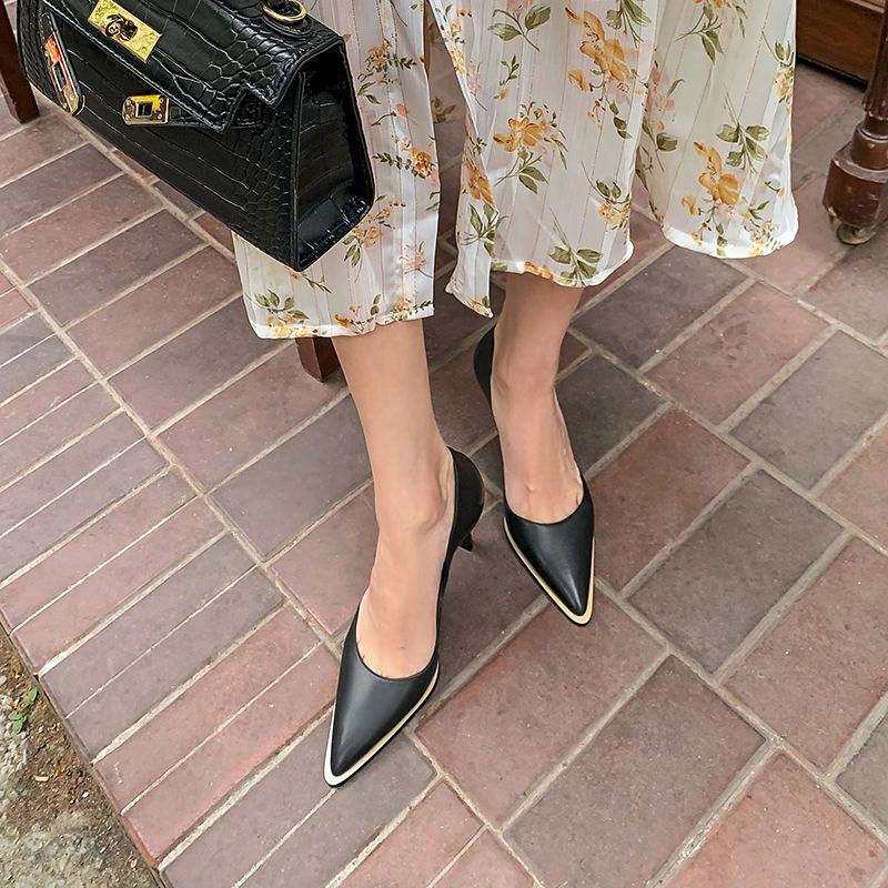 Coralia Dames Hoge Hak Leren Pumps - Geel