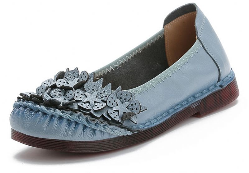 Coralia Dames Leren Platte Slip-on Schoenen - Rood