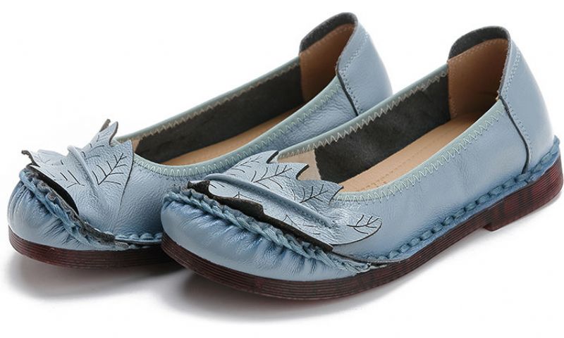Coralia Dames Leren Platte Slip-on Schoenen - Rood