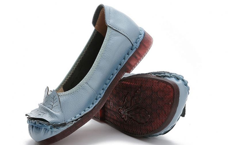Coralia Dames Leren Platte Slip-on Schoenen - Rood