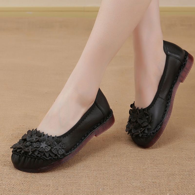 Coralia Dames Leren Platte Slip-on Schoenen - Rood