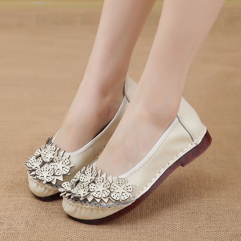 Coralia Dames Leren Platte Slip-on Schoenen - Rood