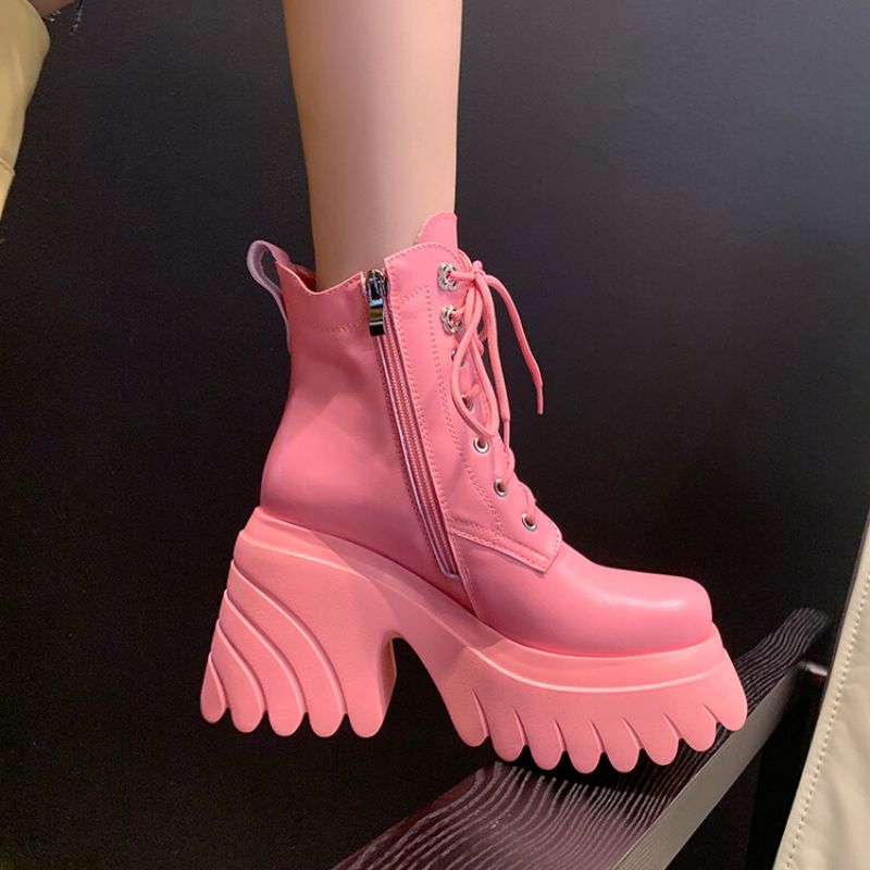 Coraza Dames Platform Enkellaarsjes - Roze