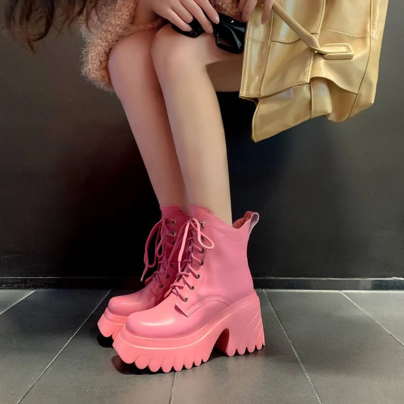 Coraza Dames Platform Enkellaarsjes - Roze
