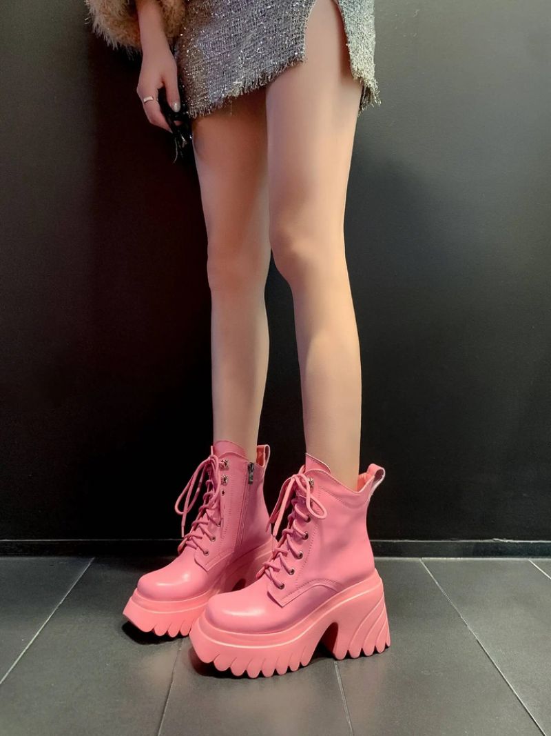 Coraza Dames Platform Enkellaarsjes - Roze