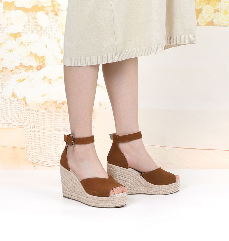Corina Dames Platform Wedges Sandalen - Zwart