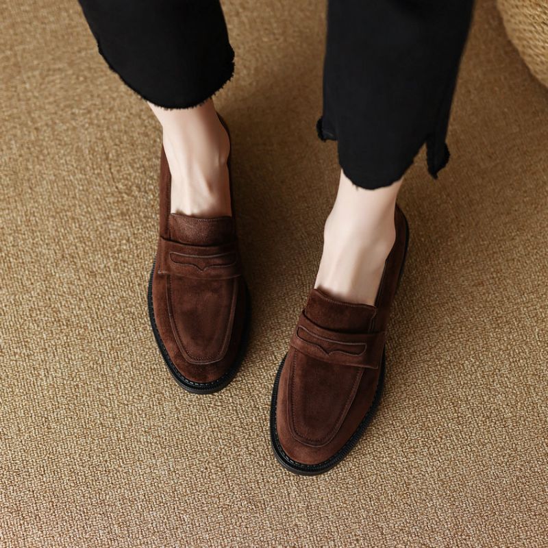 Cornelia Dames Med Heels Leren Loafer - Zwart
