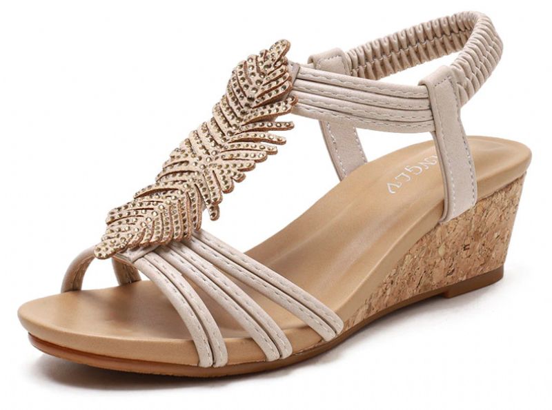 Cornelia Dames Wedge T-strap Sandaal - Zwart