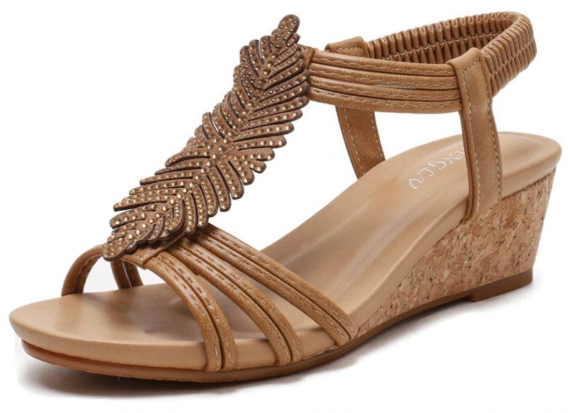 Cornelia Dames Wedge T-strap Sandaal - Zwart