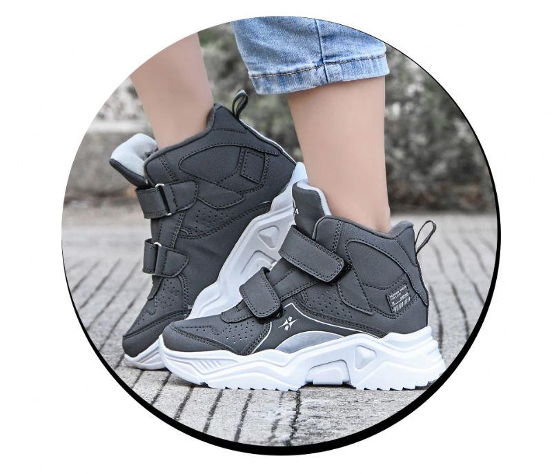 Cosgro Unisex Outdoorsneaker Voor Kinderen - Zwart Bont