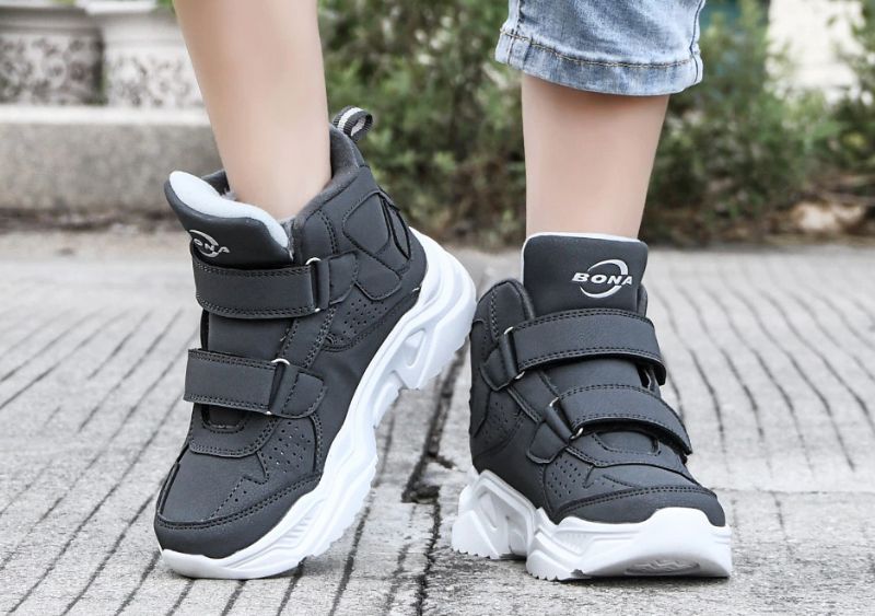 Cosgro Unisex Outdoorsneaker Voor Kinderen - Zwart Bont