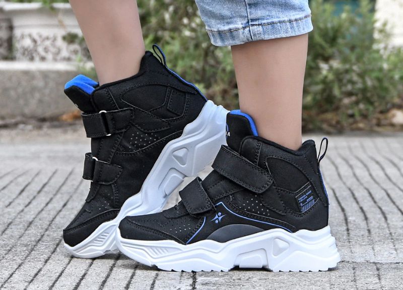 Cosgro Unisex Outdoorsneaker Voor Kinderen - Zwart Bont