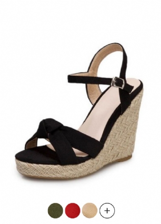 Creta Dames Elegante Wedges Zwarte Sandaal