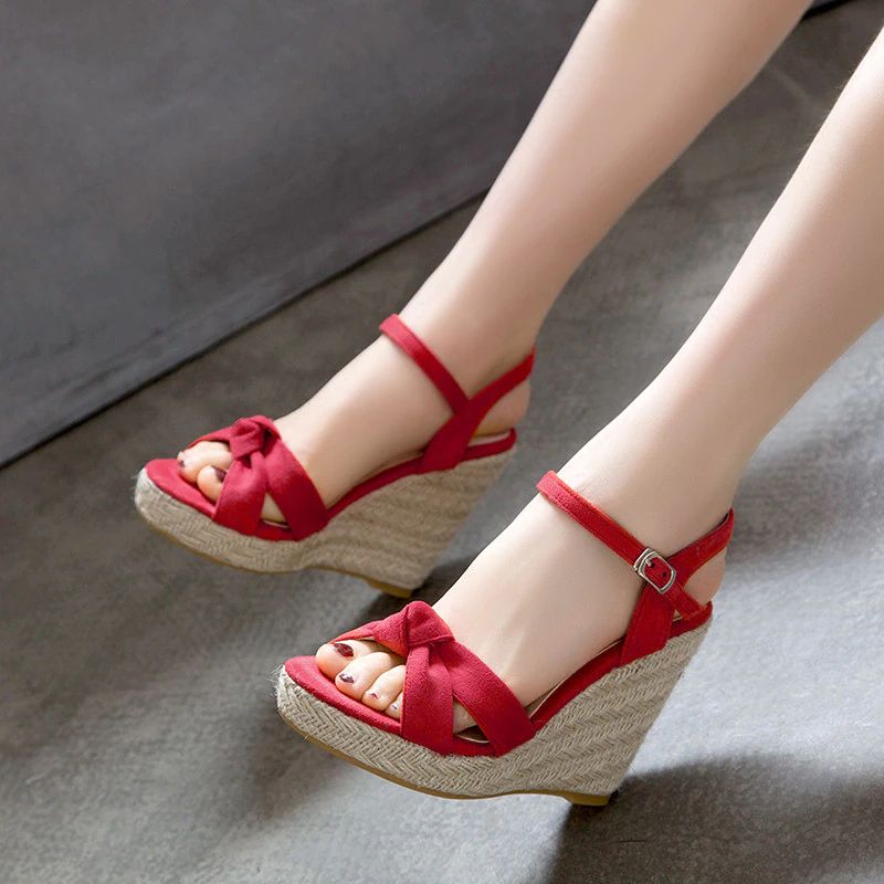 Creta Dames Elegante Wedges Zwarte Sandaal - Zwart