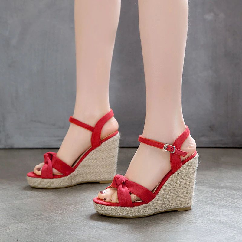 Creta Dames Elegante Wedges Zwarte Sandaal - Zwart