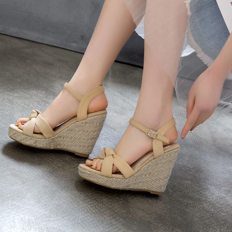 Creta Dames Elegante Wedges Zwarte Sandaal - Zwart