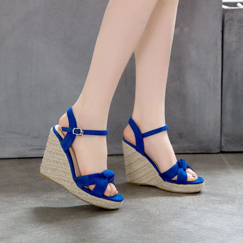 Creta Dames Elegante Wedges Zwarte Sandaal - Zwart