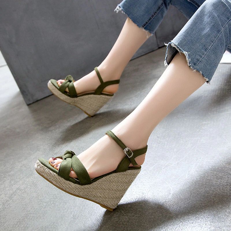 Creta Dames Elegante Wedges Zwarte Sandaal - Zwart