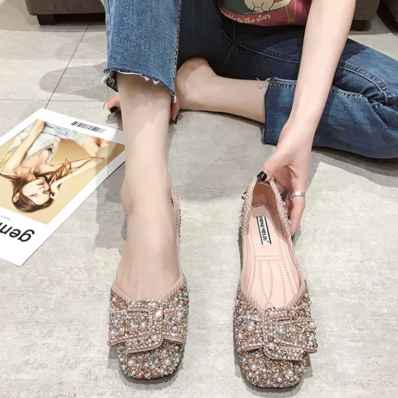 Cristal Dames Elegante Platte Schoenen - Groen