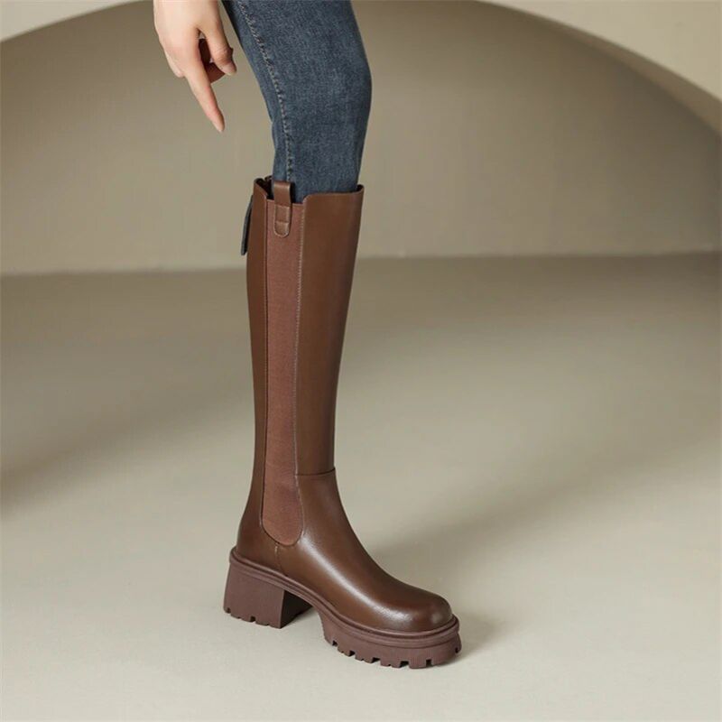Cristel Dames Chelsea Long Autumn Boots - Bruin