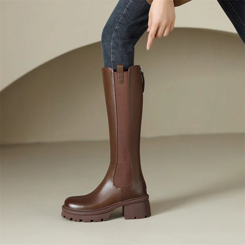 Cristel Dames Chelsea Long Autumn Boots - Bruin
