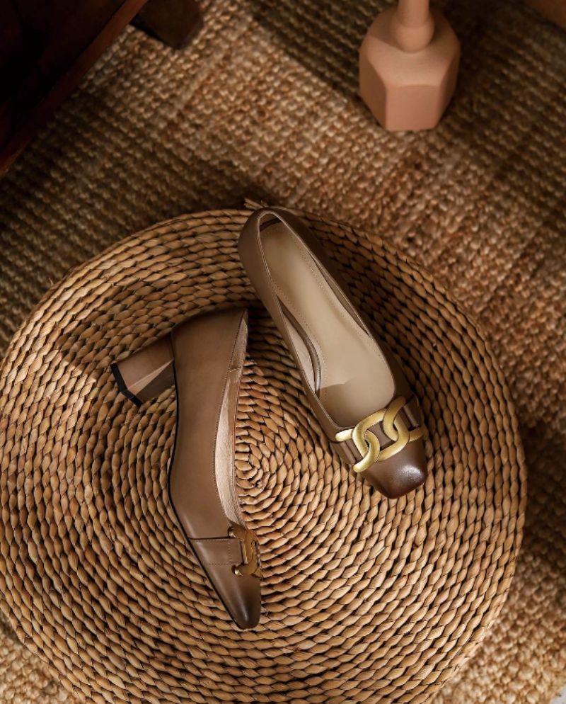 Cristy Dames Elegante Leren Pumps Schoenen - Bruin