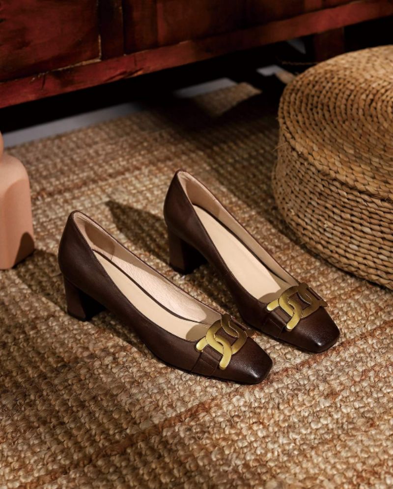 Cristy Dames Elegante Leren Pumps Schoenen - Bruin