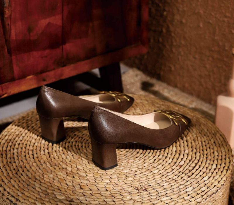 Cristy Dames Elegante Leren Pumps Schoenen - Bruin