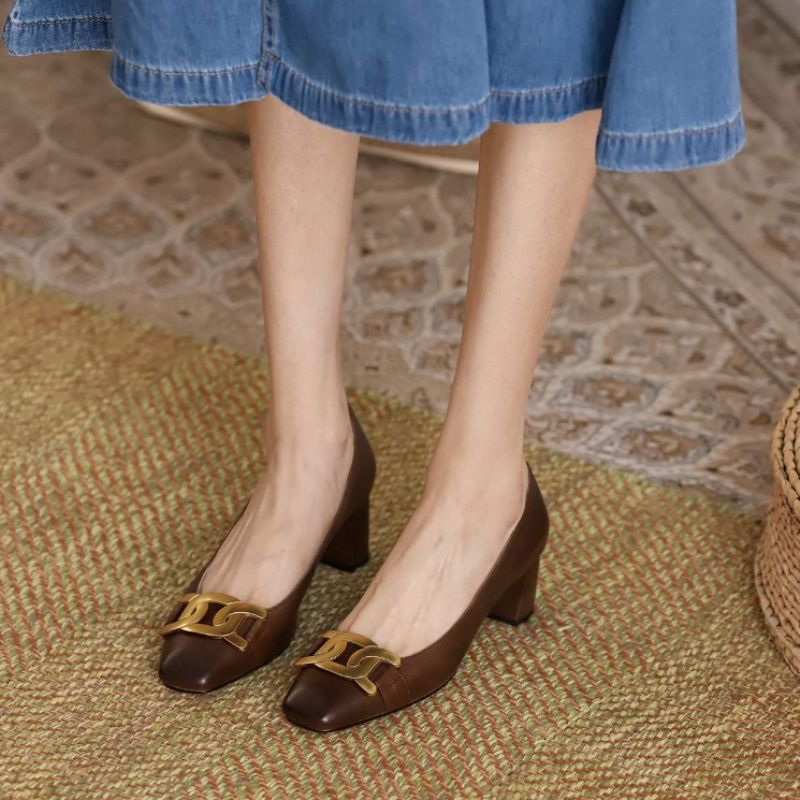 Cristy Dames Elegante Leren Pumps Schoenen - Bruin