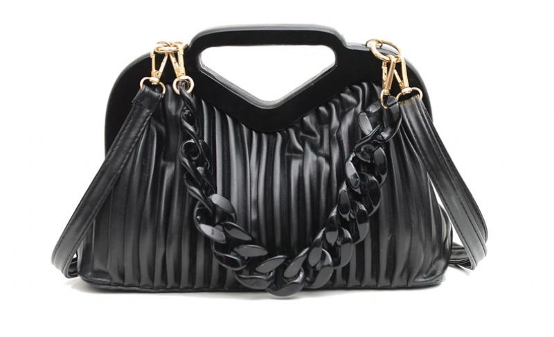 Cristy Dames Korte Houten Handtas - Zwart
